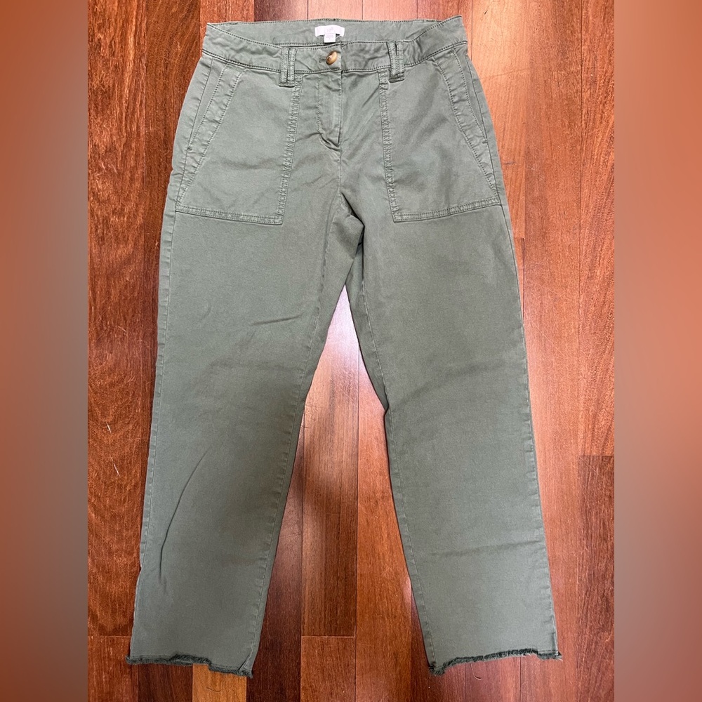 J Jill 4 Olive Fringe Hem Chino Straight Leg Pants - Picture 3 of 8
